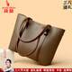 袋鼠卡拉軟皮托特包女包品牌大氣手提包2026歐美時(shí)尚新款斜挎包中年媽媽包 卡其色（禮盒裝+手包卡包） 大包（長(cháng)33-厚11-高27.5厘米）