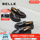 百麗（Belle）海鷗樂(lè )福鞋2.0版本新款厚底真皮黑色小皮單鞋子女B5H1DAA6 棕色 38 (240mm)