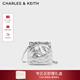 CHARLES&KEITH迷你菱格流浪包單肩斜挎雙肩包包女包生日新年禮物CK2-60782390 【S號】Silver銀色 S