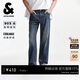 杰克·瓊斯（JACK&JONES） 春季時(shí)尚復古貓須磨白水洗寬松直筒闊腿褲牛仔褲長(cháng)褲子226132044