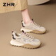 ZHR則則休閑鞋女春季單網(wǎng)面透氣軟底德訓鞋厚底舒適女鞋子 KS210EF杏色37
