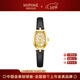 西普尼金表（HIPINE）手表女新款橢圓表金表女防水石英表黃金表輕奢純金999生日禮物 【小金豆-黑帶】金重1g+