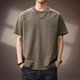 貴色高端高密竹節棉短袖T恤男純棉復古夏季新款圓領(lǐng)純色薄款體恤 橄欖綠 L  適合130-145斤