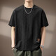 貴色高端3D立體浮雕肌理感短袖T恤男夏季潮牌寬松圓領(lǐng)休閑百搭體恤男 黑色 L  適合130-150斤