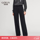 歌莉婭厚款褲子女秋冬2025新款針織休閑褲黑色直筒長(cháng)褲1EDL1I220 03X黑色花灰雙色 XXS