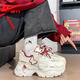 回力女鞋老爹鞋女2025新款蝴蝶增高鞋子女厚底ins潮學(xué)生休閑運動(dòng)鞋女 米/酒紅 37