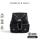 CHARLIE&KELLI CK品牌包包女款2026新款菱格鏈條雙肩包百搭小背包學(xué)生開(kāi)學(xué)書(shū)包 騎士黑