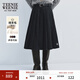 Teenie Weenie小熊女裝半身裙秋冬季新款學(xué)院風(fēng)氣質(zhì)優(yōu)雅中長(cháng)百褶裙 深灰色 XS