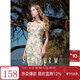 三彩2025秋款暈染印花連衣裙法式大方領(lǐng)度假荷葉邊長(cháng)裙M 綠米花卉 M 160/84A