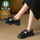 啄木鳥(niǎo)厚底樂(lè )福鞋女2026年新款春季英倫風(fēng)配裙子黑色小皮鞋百搭豆豆鞋 黑色 37 (235mm)