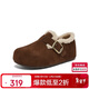 百思圖25冬勃肯鞋雪地靴棉鞋加絨保暖女毛毛鞋單鞋B3047DM5 咖色 37