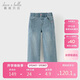 戴維貝拉（DAVE＆BELLA）兒童褲子女童牛仔褲中大童直筒褲春裝休閑長(cháng)褲