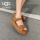 UGG夏季新款女士時(shí)尚舒適純色厚底露趾魔術(shù)貼搭扣休閑涼鞋1178875 CHE | 栗色 39