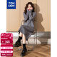 唐獅（TonLion）2024連衣裙女款韓版溫柔甜美淑女高領(lǐng)針織長(cháng)裙百搭 中麻灰 L 