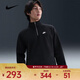 耐克男子刺繡LOGO領(lǐng)口開(kāi)襟跑步訓練健身運動(dòng)無(wú)帽衛衣上衣運動(dòng)POLO衫 FN3865-010 M