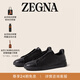 Zegna杰尼亞男鞋黑色鹿皮Triple Stitch?奢華休閑鞋 黑色 40.5 (6.5)