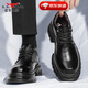 公牛世家男鞋春季英倫厚底增高休閑皮鞋大頭工裝鞋子男士防滑低幫馬丁鞋靴 黑色【四季款單鞋】GN123101845 42 (標準運動(dòng)碼)