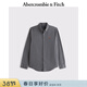 Abercrombie & Fitch經(jīng)典小麋鹿圖案美式人字紋棉質(zhì)長(cháng)袖襯衫25秋冬男裝125-5290 深黑灰色 M (180/100A)