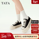 他她（TATA）經(jīng)典厚底帆布鞋女鞋子休閑板鞋小白鞋春新款WP801AM5 黑色 37