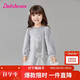 笛莎童裝女童連衣裙2025年春季小女孩蕾絲蝴蝶結網(wǎng)紗衛衣裙 淺灰 100