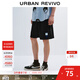 UR2025夏季新款男裝潮流休閑織嘜飾松緊腰抽繩短褲UMV650066 正黑 31