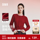 森馬（Semir）新年騏驥紅色毛衣女短款假兩件收腰上衣2026新款蕾絲下擺兩穿內搭 【新年紅】紅色調00366 M