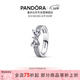 潘多拉（PANDORA）[女神節禮物]恒耀白蝴蝶戒指銀色密鑲雙環(huán)設計精致生日禮物送女友