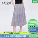 艾諾絲雅詩(shī)【商場(chǎng)同款】夏新款高腰設計感小眾a字雪紡半身裙女10533582 紫底黑點(diǎn) M