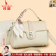 袋鼠卡拉2026新款女士小包包軟皮手提女包送媽媽包單肩斜挎包大容量手機包 米白（禮盒裝+手包卡包絲巾） 小包（長(cháng)24-厚10-高16厘米）