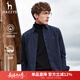 哈吉斯（HAZZYS）男裝 春秋款襯衣棉羊毛混紡通勤長(cháng)袖襯衫男ASCZK1BDF32 深藏青色DN M （170/92A 46）