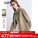 百圖betu女裝冬季新款毛呢外套羊毛雙面呢中長(cháng)款大衣女2410T19 燕麥色 L