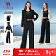 駱駝（CAMEL）連帽三件套女闊腿瑜伽運動(dòng)休閑套裝 Y24CA4L0634 幻影黑 M