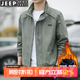 JEEP SPIRIT吉普夾克男外套男士加厚春秋季新款純色中青年寬松 軍綠色（加絨款） 2XL （140斤-160斤）