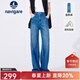Navigare意大利小帆船女牛仔褲夏季薄款舒適透氣直筒褲時(shí)尚顯瘦休閑長(cháng)褲 牛仔藍 2XL