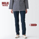 MUJI女式 彈力牛仔修身褲 (股下75cm)長(cháng)褲褲子休閑褲BEA47A3S 深藏青色 27inch