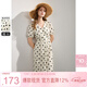 三彩2025夏季新款法式復古波點(diǎn)連衣裙V領(lǐng)寬松大擺A字長(cháng)裙度假M