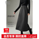 晚白【新品】冬款經(jīng)典毛呢裙高腰顯瘦利落通勤直筒半身裙 麻灰色 M