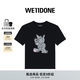 WE11DONE禮遇季女士怪獸涂鴉印花合身圓領(lǐng)短袖T恤潮流個(gè)性 黑色 S
