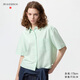 優(yōu)衣庫合作款/女裝牛津紡箱型條紋襯衫/短袖襯衣484850 52 翠綠色 XS