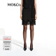 MO&Co.【C+系列】半身裙春水溶蕾絲中低腰短裙MBE1SKT023 黑色 M