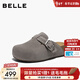 百麗（Belle）厚島吐司民族風(fēng)勃肯鞋女2026春新商場(chǎng)厚底增高休閑吐司鞋F3G1DAH6 灰色（2代-4CM增高）【周雨彤同款】 36