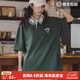 馬登女裝 美式復古翻領(lǐng)短袖學(xué)院風(fēng)寬松polo打底衫顯瘦情侶T恤 深綠色 M