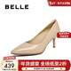百麗（Belle）尖頭時(shí)尚優(yōu)雅單鞋氣質(zhì)顯瘦牛皮高跟鞋3O403AQ5 杏色 36