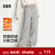 森馬（Semir）休閑褲女冬發(fā)熱抑菌抓絨抽繩衛褲分割寬松2025新款百搭闊腿褲 中花灰00510 S