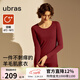 ubras劉雯同款倍暖圓領(lǐng)親膚含羊毛肌底衣套裝男女秋衣褲保暖打底衣 女倍暖套裝-絲絨紅色 M