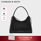 CHARLES&KEITH26春新品柔軟蝴蝶結單肩托特包斜挎包情人節禮物CK2-40160249 Noir黑色 M