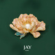 Jay古典新中式牡丹胸針女衣服配飾生日禮物送長(cháng)輩媽媽婆婆 【品牌禮盒】橘色（淡水珍珠+琺瑯）（京倉發(fā)貨））
