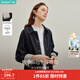 茵曼2026春季女裝新款100棉拼接條紋原色短牛仔外套復古寬松上衣 深藍色 99.0%棉1.0%其他纖維 S