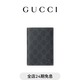 GUCCI古馳飾灰色內飾GG護照夾 黑色 均碼
