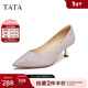他她（TATA）】Tata他她尖頭氣質(zhì)高跟鞋女法式婚鞋單鞋新7RXB9AQ4 粉色 34